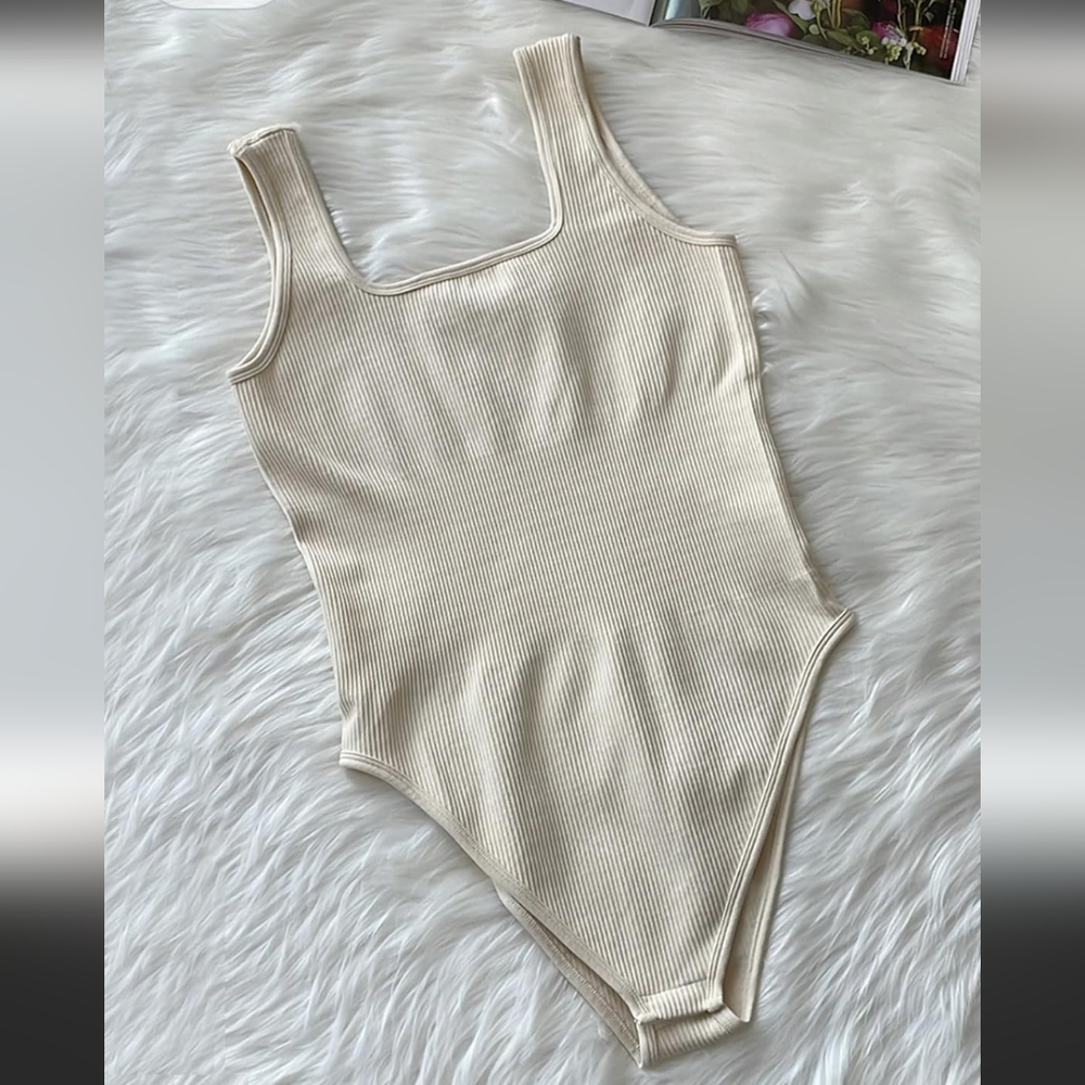 NANKEY STAR Tank Tops Bodysuits Ribbed Sleeveless Square Neck Shapewear New